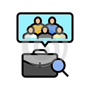 group interview interview job color icon vector illustration