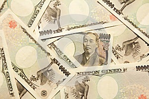 Group of Japanese bank note 10000 yen