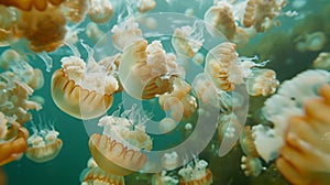 Group of Jellyfish Swimming in the Ocean