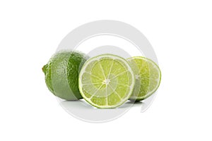 Group of juicy ripe limes isolated on background