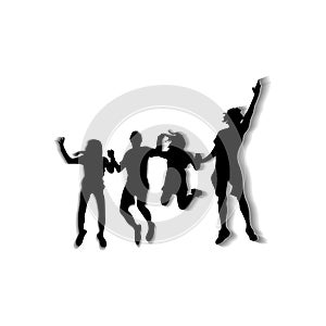 A group of jumping people. on a white isolated background