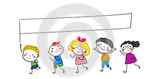 Group of kids and banner