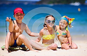 Group of kids on a beach