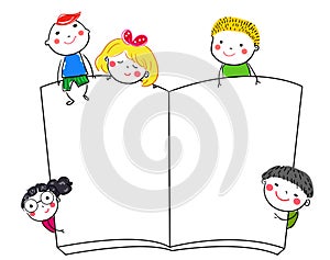 Group of kids and book