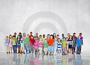 Group Kids Children Diversed Casual Together Global Concept photo