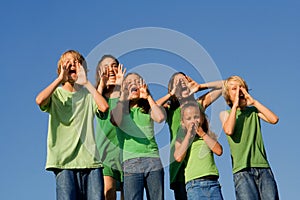 Group of kids , children shouting