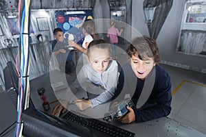 Children playing in bunker questroom