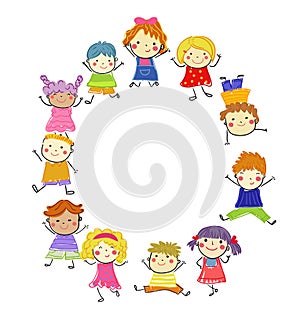 Group of kids,drawing sketch