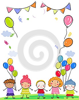 Group of kids,drawing sketch