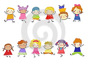 Group of kids,drawing sketch