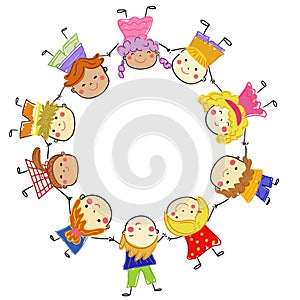 Group of kids,drawing sketch