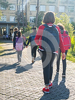 Group of kids going to school, education