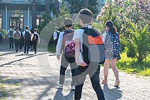 Group of kids going to school, education