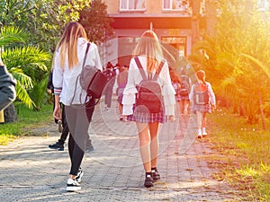 Group of kids going to school together, back to school