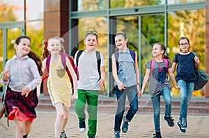 Group of kids going to school together.