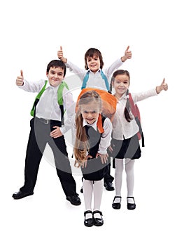 Group of kids happy going back to school