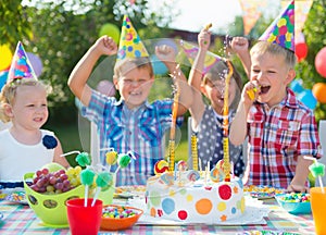 Group of kids having fun at birthday party