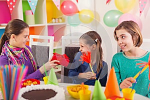 Group of kids having fun at birthday party