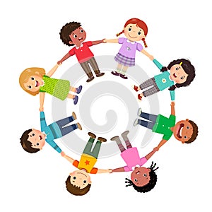 Group of kids holding hands in a circle