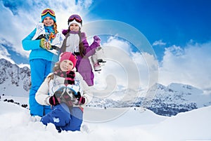 Group of kids with ice skates