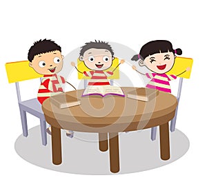 Group of Kids Open Book and learning