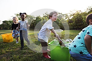 Group of kids school volunteer charity environment photo