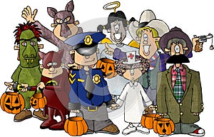 Group of Kids in their Halloween costumes