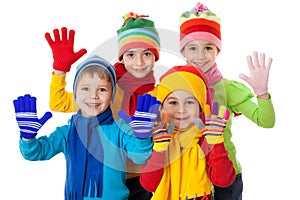 Group of kids in winter clothes