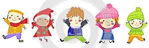 Group of kids on winter
