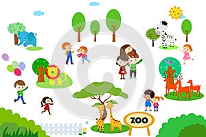 Group of kids in zoo