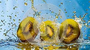 Group of Kiwis Splashing Into the Water