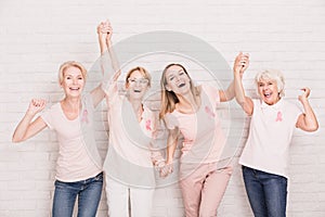 Group of ladies cheering