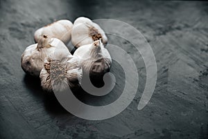 Group of large white garlic, hand-picked photo