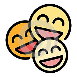 Group laugh emoji icon color outline vector