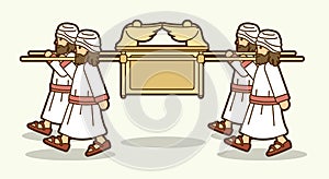 Group of Levi Carrying Ark of the Covenant Cartoon Graphic Vector.