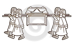 Group of Levi Carrying Ark of the Covenant Cartoon Graphic Vector