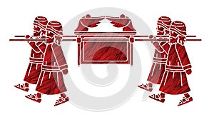 Group of Levi Carrying Ark of the Covenant Cartoon Graphic Vector