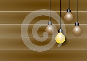 Group light bulb on wooden background, Ideas inspiration concepts of business leadership or goal to success.