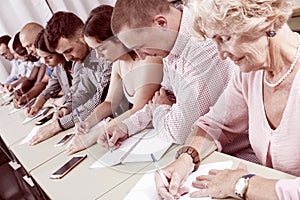 Group listening and writing during course