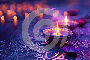 Group of lit candles on a table, suitable for various occasions
