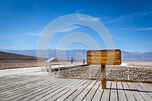 Group of locals and tourist enjoying a blue sky day in the Death Valley National Park