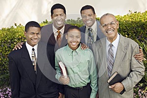 Group of male churchgoers