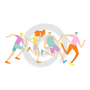 Group male female runner club sport jogging