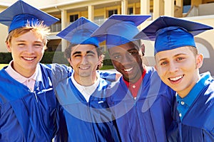 Group Of Male High School Students Celebrating Graduation