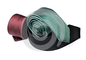 Group of male neckties isolated