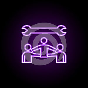 group, management icon. Elements of Professional SEO in neon style icons. Simple icon for websites, web design, mobile app, info