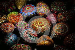 Group of mandala stones of various sizes