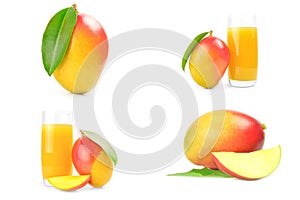Group of mango red on a white background clipping path