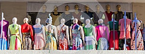 Group of mannequin in clothes. Merkato market. Addis Aba