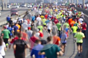 Group of marathon athletes running